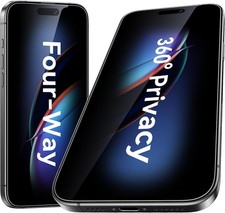 2PCS Privacy Screen Protector Tempered Glass for iPhone 17/16Pro 360 Anti-Spy