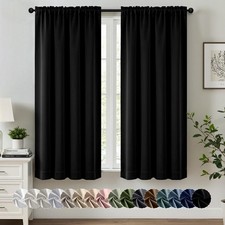 Black Blackout Curtains for Bedroom Living Room 63 Inches Long 2 Panels, Thermal