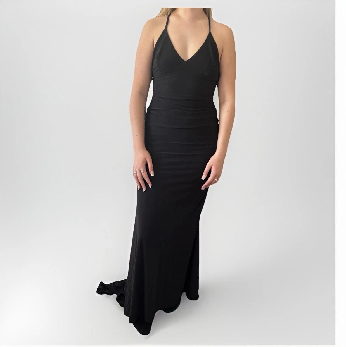 red champagne dress Zapaka Women Champagne Bridesmaid Dress With Slit Sheath Halter Long Formal Dress, Burgundy / US4
