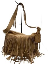 Borsa a tracolla RALPH LAUREN in pelle con frange hobo marrone cammello...