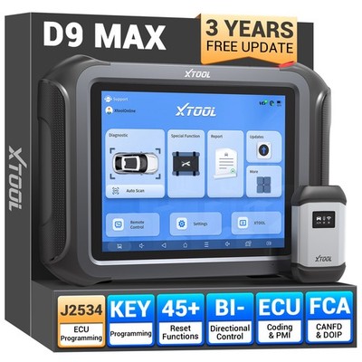 2026 XTOOL D9MAX J2534 OE-Level Diagnostic Scanner Tool Key Programming 51+Reset