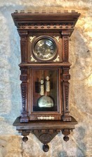 RARE Antique Gustav Becker Germany Striking Vienna Wall Clock, 2 Brass Weights