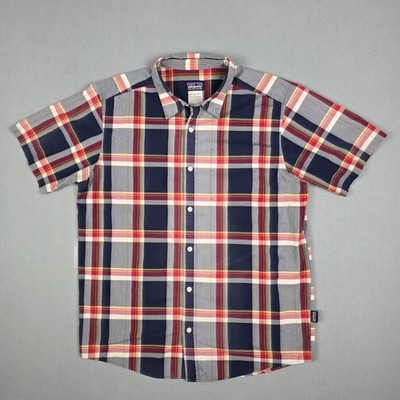 Patagonia Shirt Mens Medium Grey Blue Common Threads Organic Cotton Button Up
