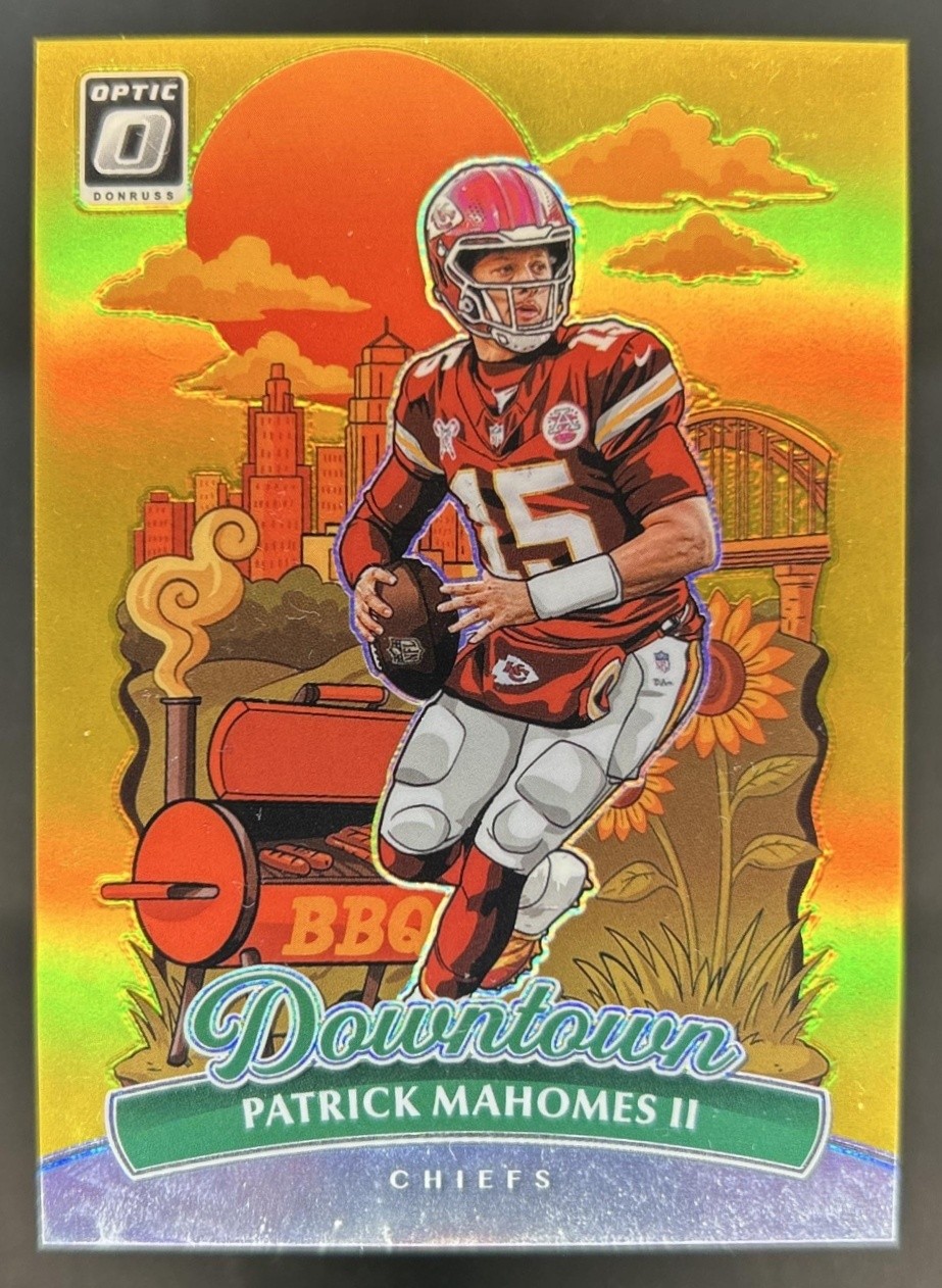 2025 Panini Donruss Optic Patrick Mahomes II Downtown SP Gold Prizm #/10 Chiefs
