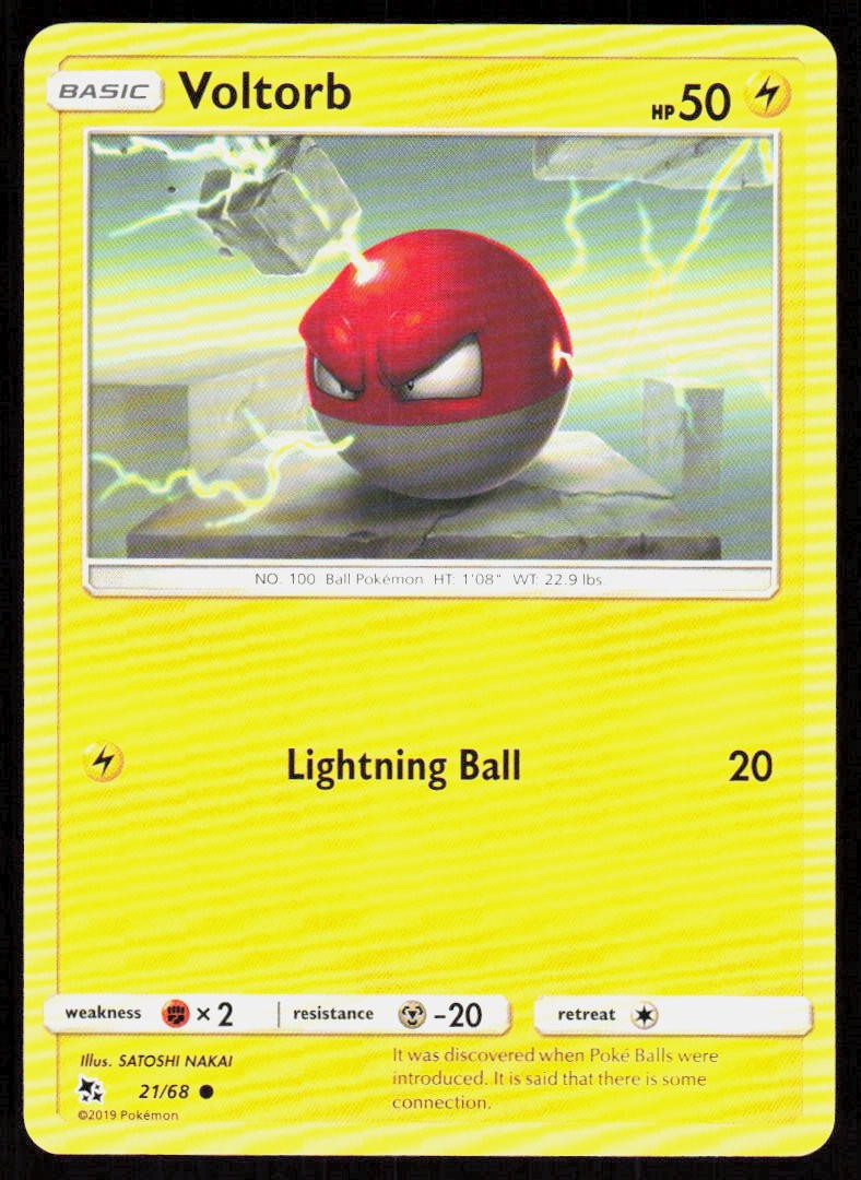 Voltorb 21/68 Common Hidden Fates Pokemon Lightly Played