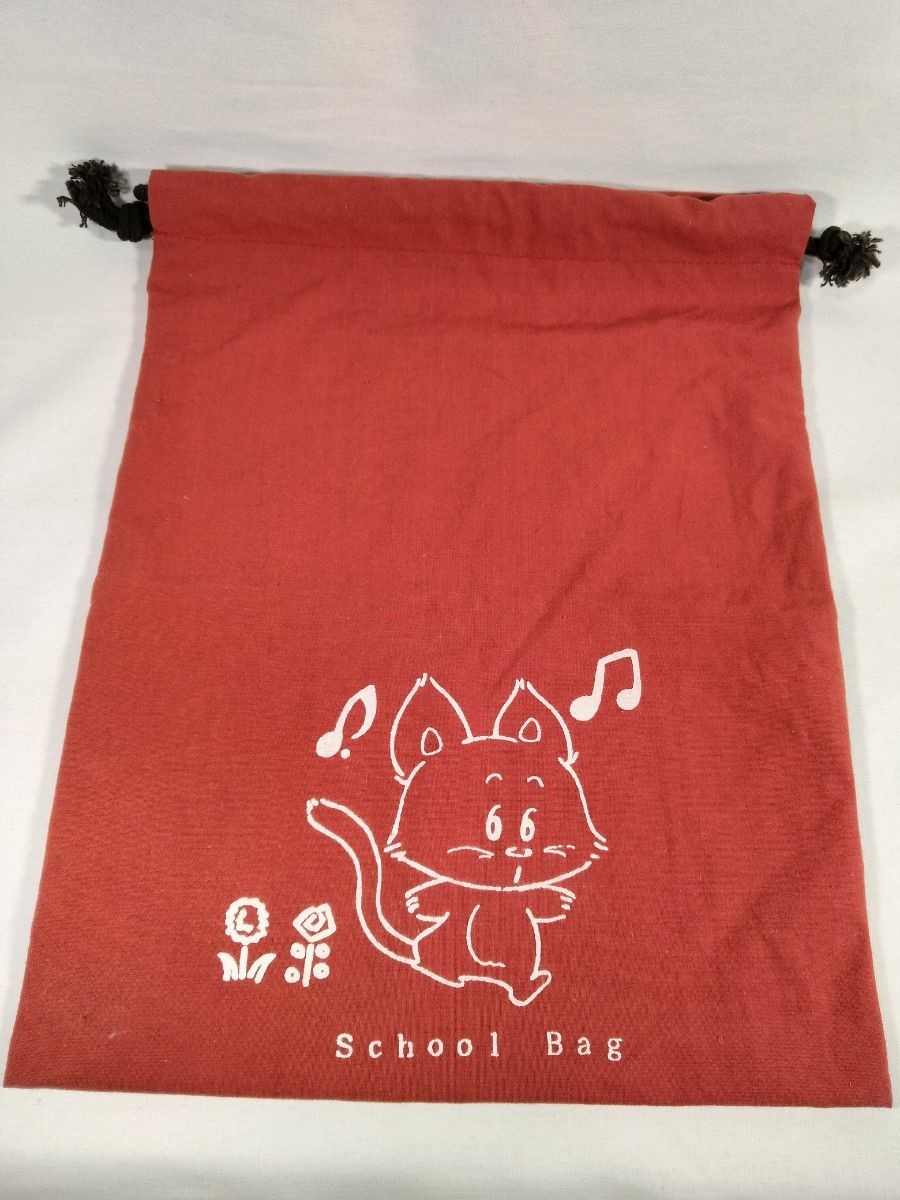 SCHOOL BAG Cat pattern drawstring bag Red (7-1957) - image 1