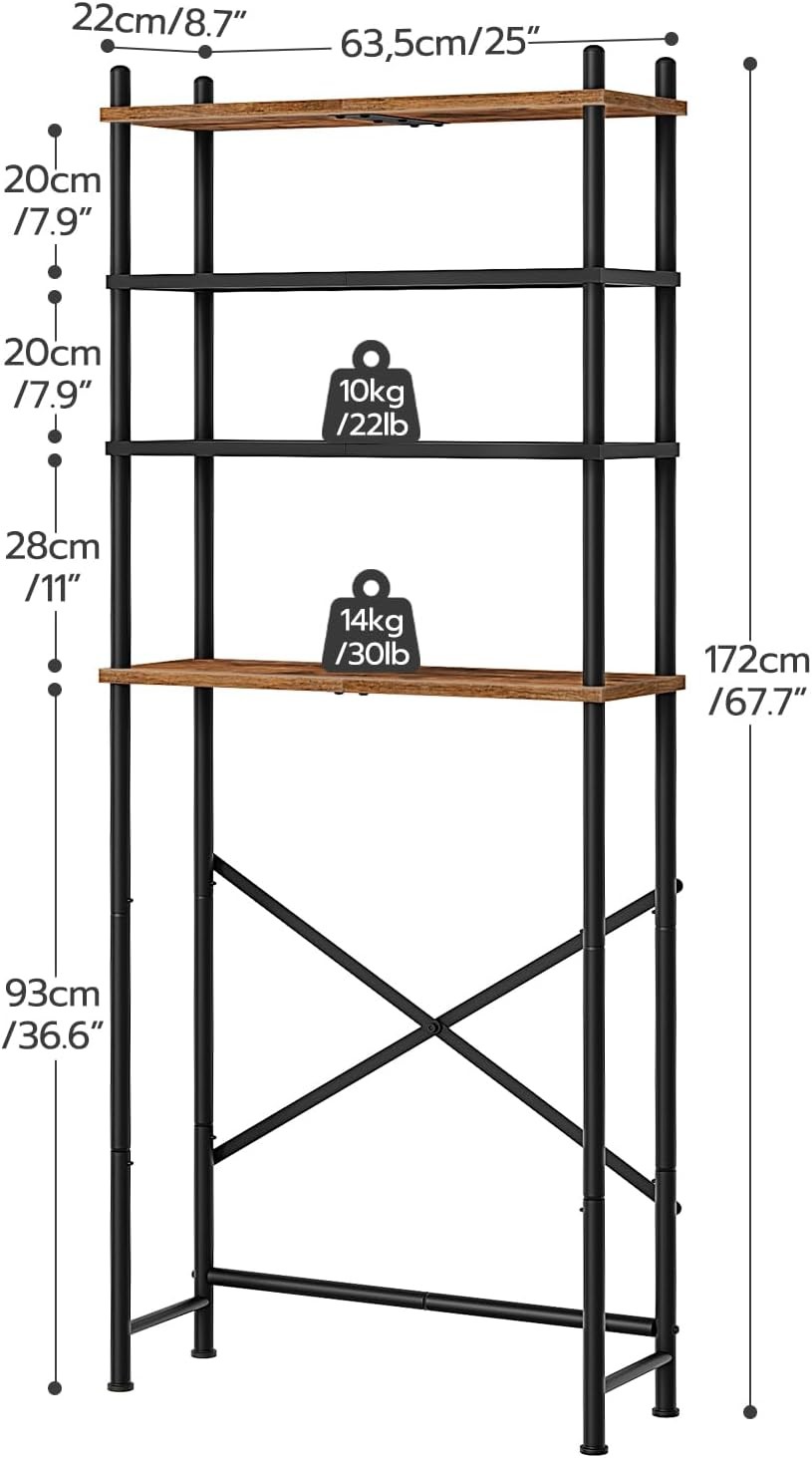 HOOBRO Over The Toilet Storage 4Tier Over Toilet Bathroom Organizer Space Saving