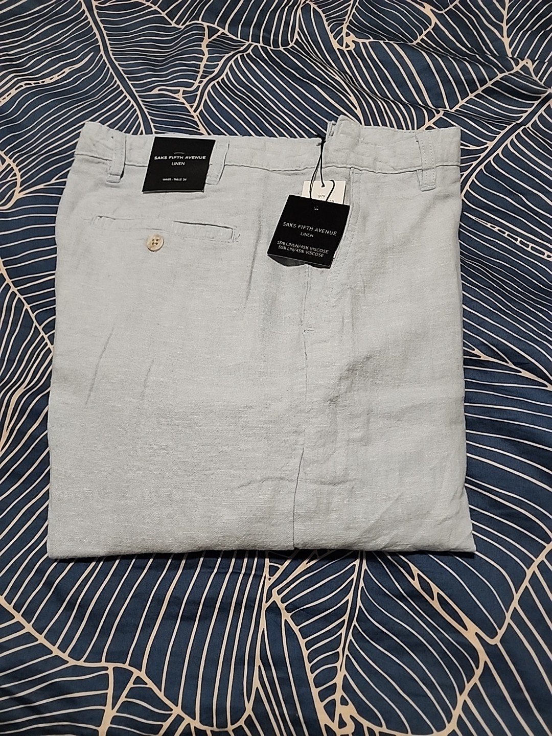 Mens Saks 5th Ave. Linen Blend Pants Sz.34W