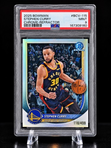 2025-26 Bowman Chrome Stephen Curry /499 Refractor PSA 9 Warriors