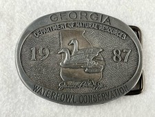 Vintage Georgia DNR Waterfowl Conservation Belt Buckle 1987 Limited Edition