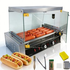 Hot Dog Roller Grill with 7 Rollers, Stainless Steel Hot Dog Cooker