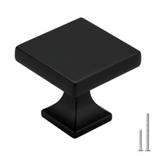25 Pack Black Cabinet Knobs Matte Black Square Dresser Drawer Knobs Alloy Kit...