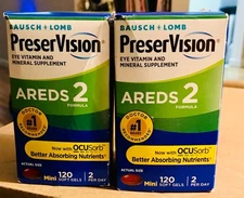 1 New Box Bausch & Lomb PreserVision AREDS 2 Mini Softgel - 120 Count  2/25