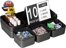 Plastic Drawer Organizers, 10 PCS Drawer Organizer Bins, Bathroom and Vanity Org
