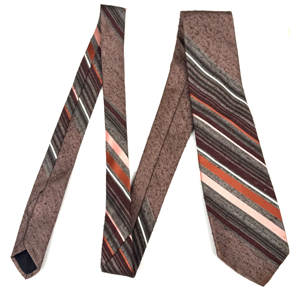 Botany 500 Men's Tie Brown Gray Multicolor Striped Designer Necktie 55 x 3 - Image 2 of 4