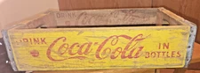 Vtg Wood Coca Cola Bottle Crate ALTON ILLINOIS 1963 Yellow And Red