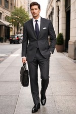 Lauren Ralph Lauren Gray Pinstripe Wool Suit Made in Canada Classic Business