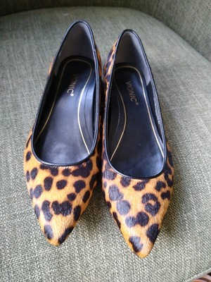 Vionic Women's Quartz Lena Pointed Ballet Flat Leopard Fur Size 5