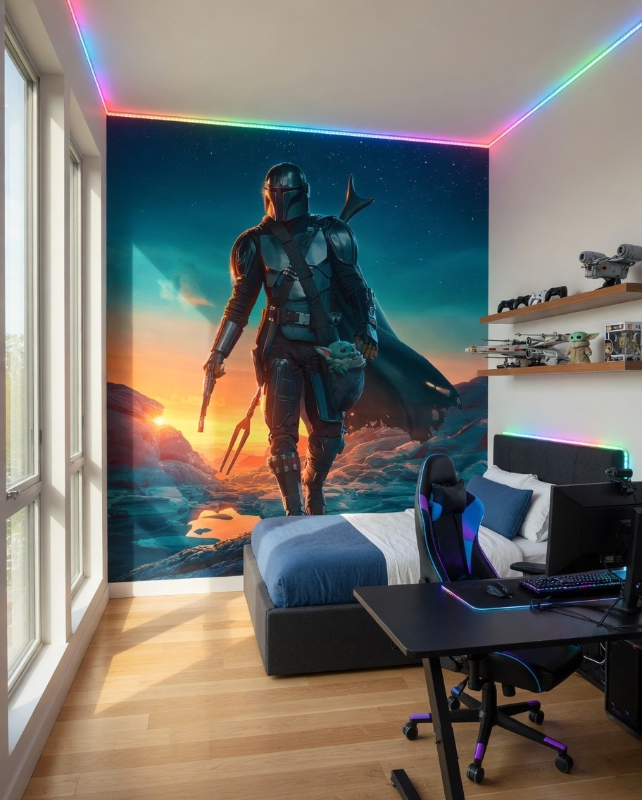 Mandalorian Giant Size Wallpaper Mural Photo Star Wars poster style wall decor