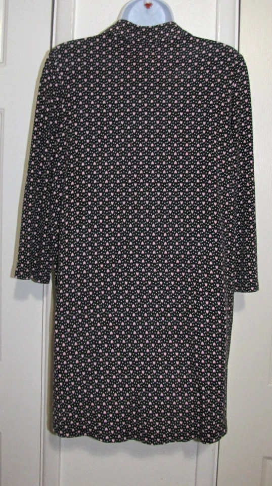 Betsey Johnson Rosa-Corazones-sobre-Negro Abotonados Vestido de Noche Corazón-Botones Wm.M Foto 4 de 4