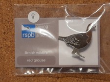 RSPB RED GROUSE Series 8 GNAH GREY FR BACK Pin Badge