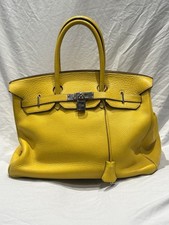 Hermes Birkin 35 Clemence Jaune Ambre Palladium Hardware Square G Vintage 2003