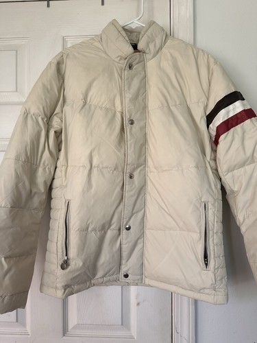 Lee Hanton Men’s Beige Down Puffer Jacket L 40/60 Down Feather Nylon Winter Coat