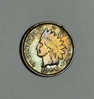1906 Indian Head Cent Penny Full Liberty AU / UNC Rainbow Toning
