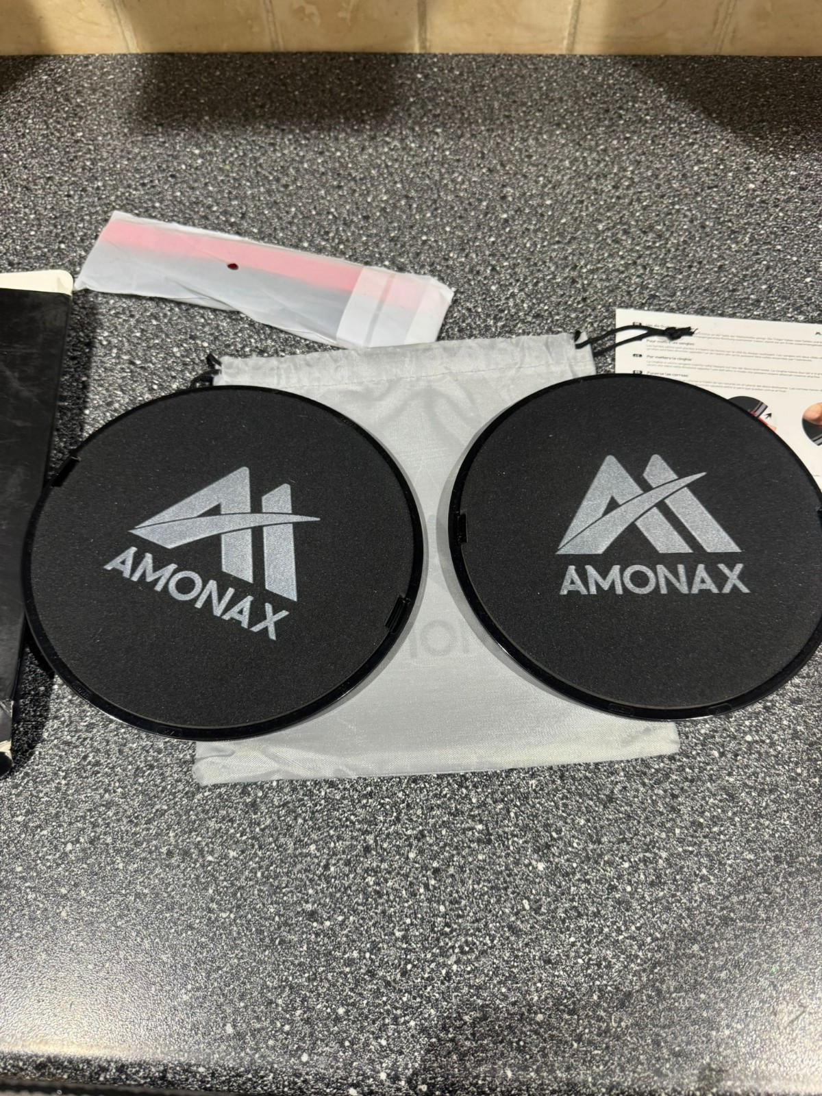 Amonax Core Sliders, Double Sided Gliding Discs with Straps. Ab Gliders for Cor