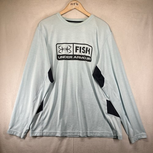 Under Armour Fishing Shirt Mens 2XL HeatGear Loose Fish Logo Long Sleeve Light