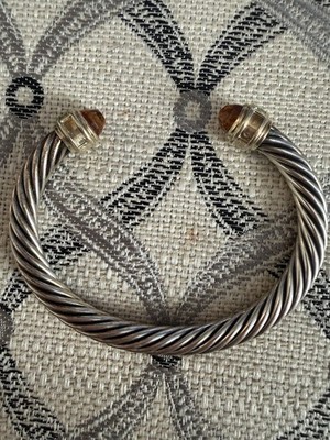 David Yurman Zopfarmband mit Citrin und 14 Karat Gold, 5 mm Größe L