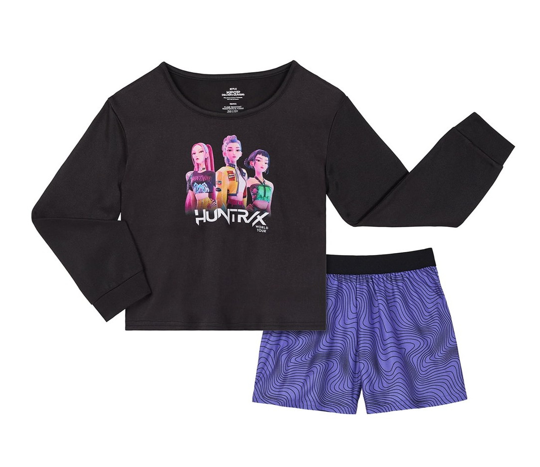 KPop Cazadores de Demonios Niñas Pijama Conjunto 4 6 8 10 Camiseta Pantalones Cortos K-Pop Auténtico