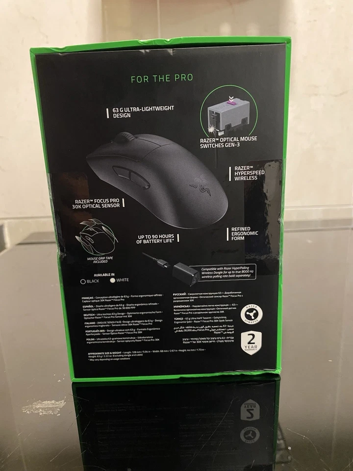 RAZER DeathAdder V3 Pro Wireless Optical Gaming Mouse - Black - Image 3 of 4