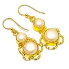 Natural Fresh Water Pearl 18k Yellow Gold Plated Earring 1.64" E7-324 — photo 1