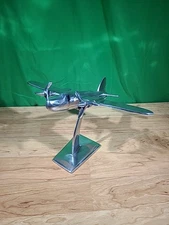 Vintage Deco Aluminum Airplane Plane Model 16.5" Tabletop Desk Sculpture
