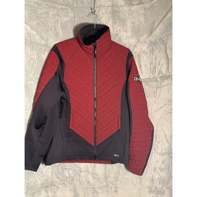 Kerrits Womens Red Black Quilted Horseshoe Equestrian Full Zip Jacket Large