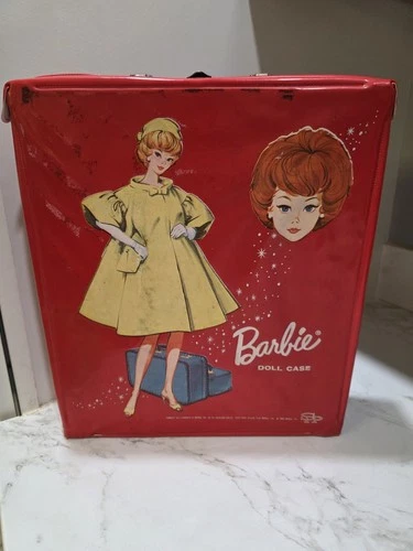 Vintage Barbie Red 1963 Doll Carry Case-Mattel Divided Compartments Read