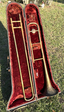 Vintage 1945 COUESNON  CIE -Brass trombone - PARIS, France w/ Case