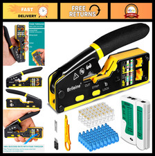 Ethernet Crimping Tool Kit - RJ45 Pass Through, Cat5/6, Cable Tester, 50 Connect