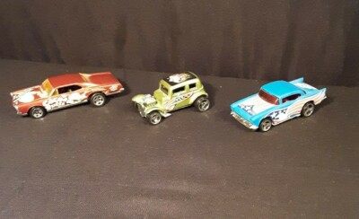SET OF 3 HOT WHEELS 32 FORD VICKY 57 CHEVY 67 PONTIAC GTO