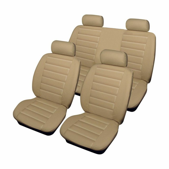 Beige Leather LOOK Set Front & Rear Car Seat Covers for MG ZS All Years