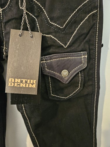 ANTIK Denim Damenjeans schwarzer Stil WOS2934 Gr. 25 mit schwarzen Lederakzenten neu mit Etikett - Bild 11 von 11