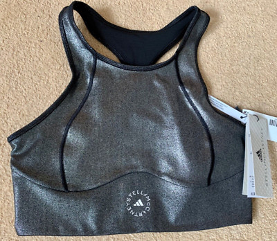 ADIDAS BY STELLA McCARTNEY SCHWARZ & WEISS GLÄNZEND SPORT TRAININGSTOP NEU MIT ETIKETT SMALL
