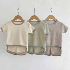 Baby Boys Girls Clothing Suit Short Sleeved Cotton Solid Color T-shirt Shorts