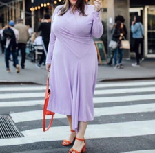 Sika Collection Stella Dress Womens 14 Faux Wrap Jersey Long Sleeve Midi NWT