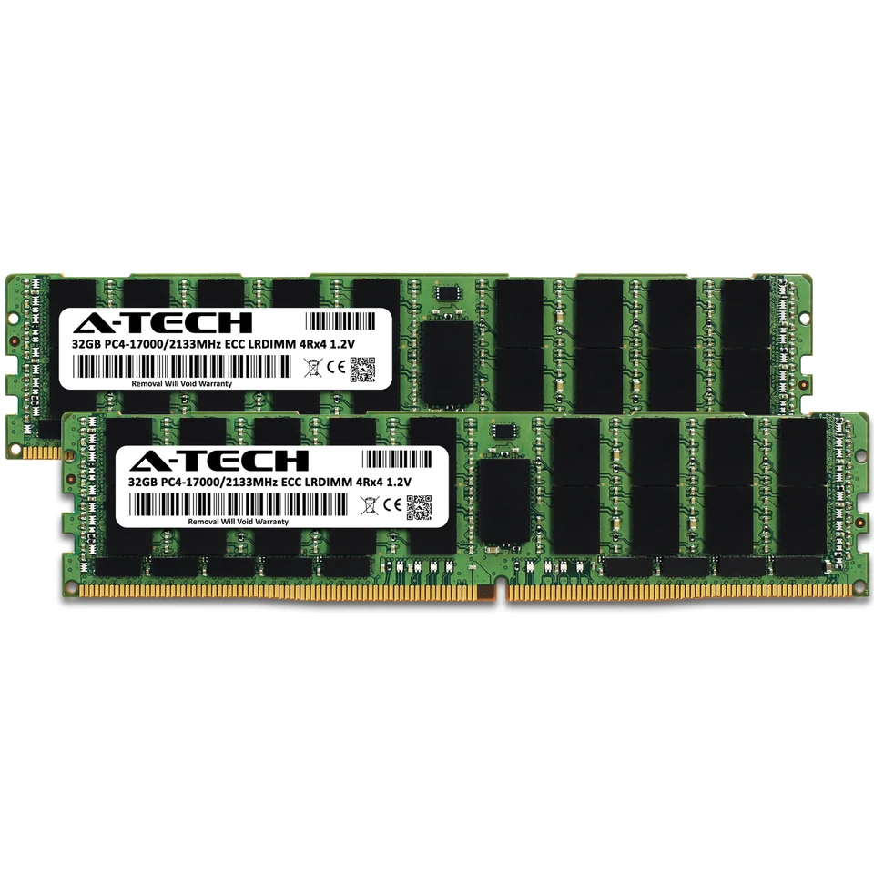 A-Tech 64GB 2x 32GB 4Rx4 PC4-17000L DDR4 2133 MHz ECC LRDIMM Server Memory RAM - Image 2 of 4