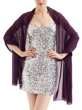 Womens Chiffon Scarf Wrap Bridal Wedding Scarves Shawl for Bridesmaid-Dark Pu...