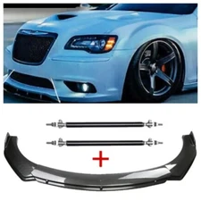 Carbon Style Front Bumper Lip Splitter Body Kit+ Strut Rods For Chrysler 300 SRT