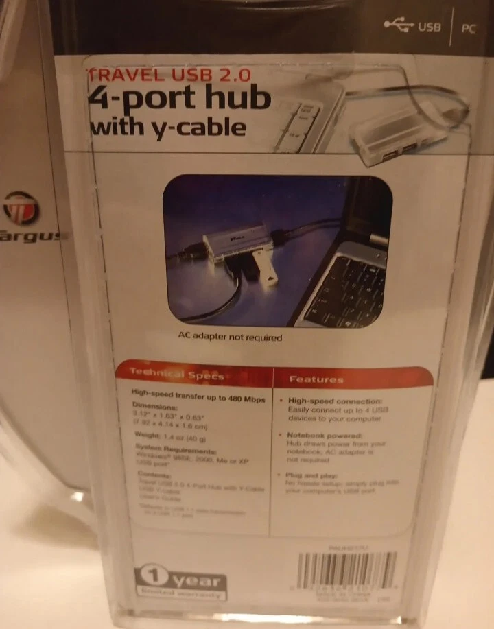 USB 2.0 4-Port Hub with Y Cable Targus. - Image 2 of 2