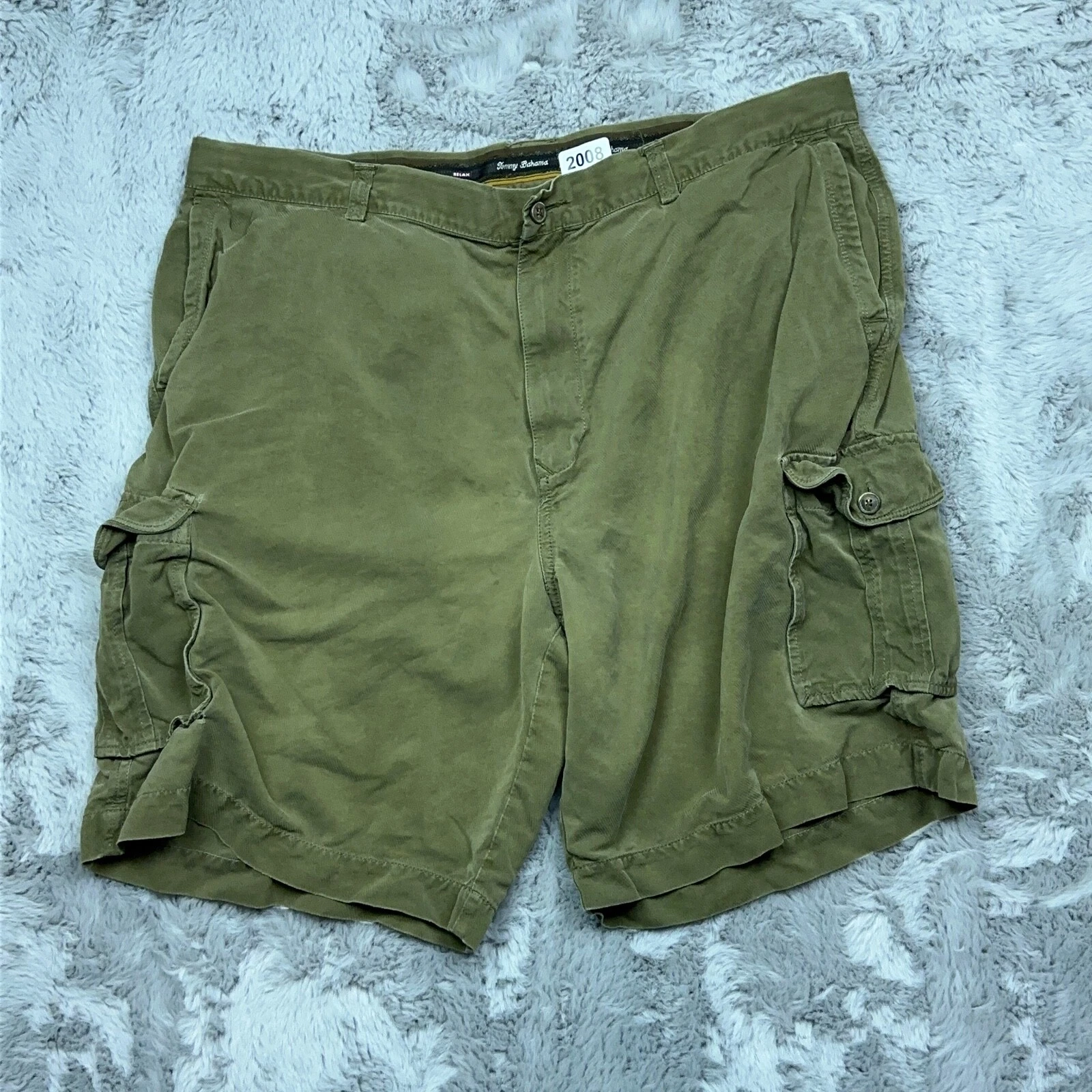 Tommy Bahama Shorts 40 Green Silk Cargo Pocket Casual Outdoor